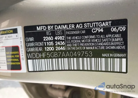 2010 Mercedes-Benz E 350 из США, поврежденный, VIN WDDHF5GB7AA049753